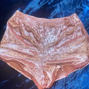 light pink velvet shorts